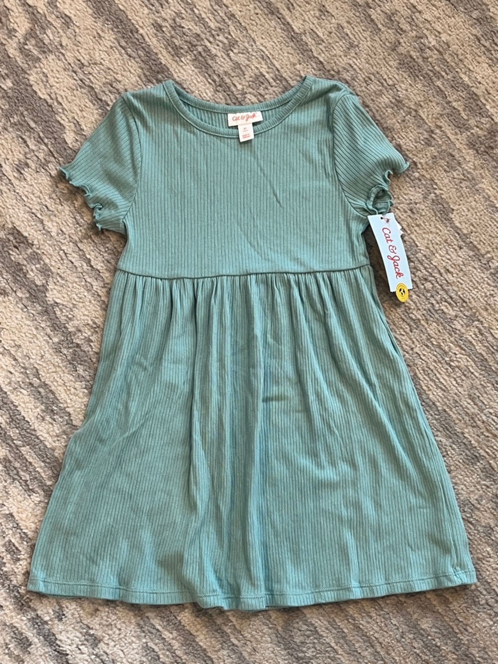 Cat & Jack Teal Ribbed Short Sleeve Kids Dress